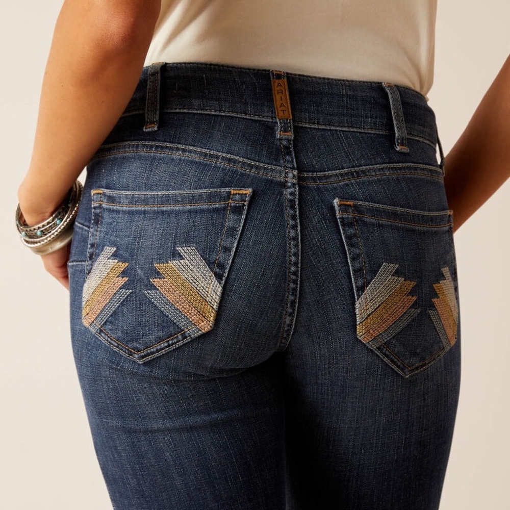 Ariat REAL Denim Perfect Rise Flare Jeans Paulina Florida Boho Western Cowgirl! - Picture 3 of 16